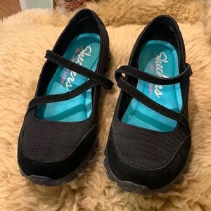 Black Sketchers memory foam Mary Jane style shoes. Size US 7.
